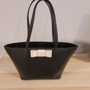 Kate Spade Black Tote with Cream Bow Accent